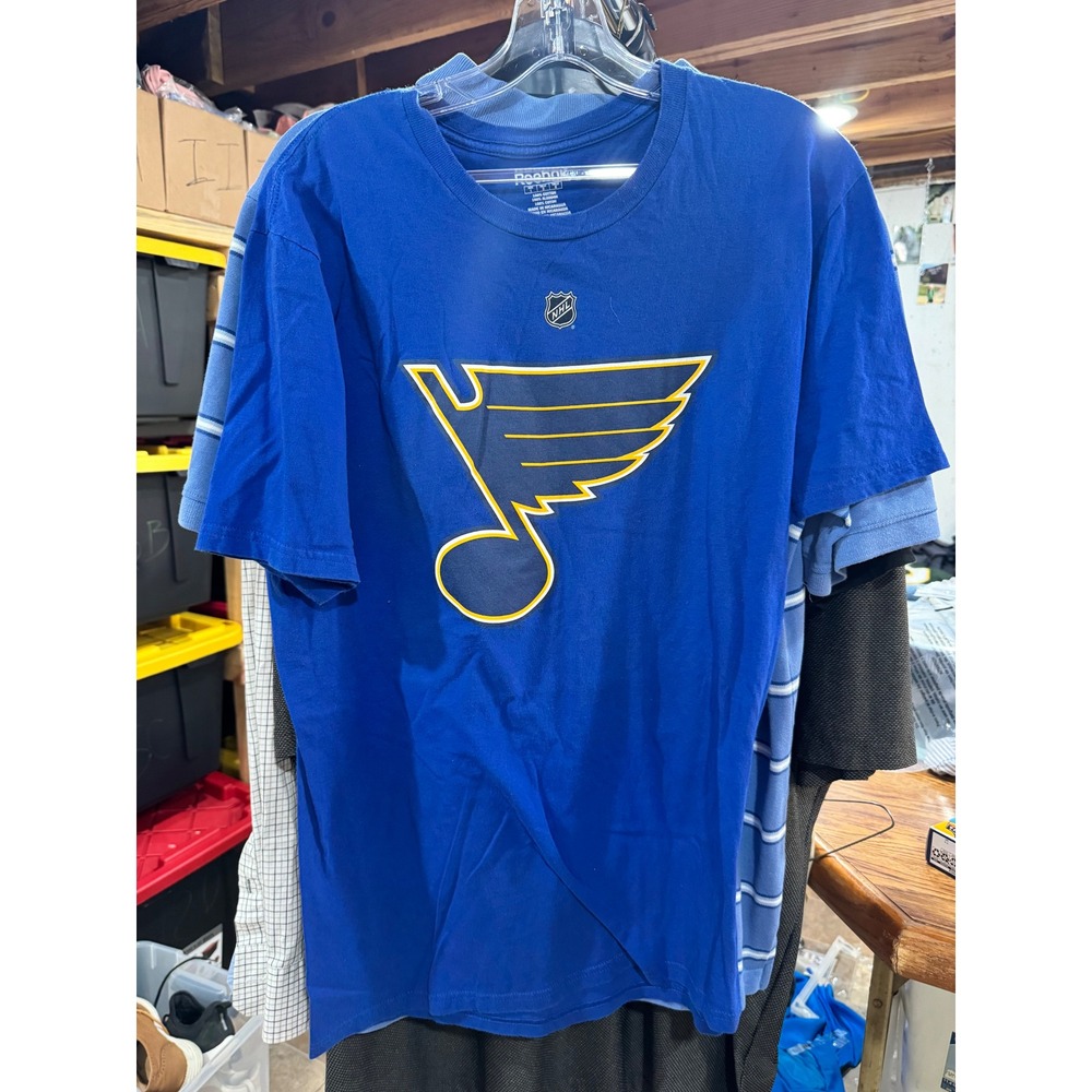 Reebok St Louis Blues Kevin Shattenkirk 22 NHL Blue T-Shirt Mens Large 1A16